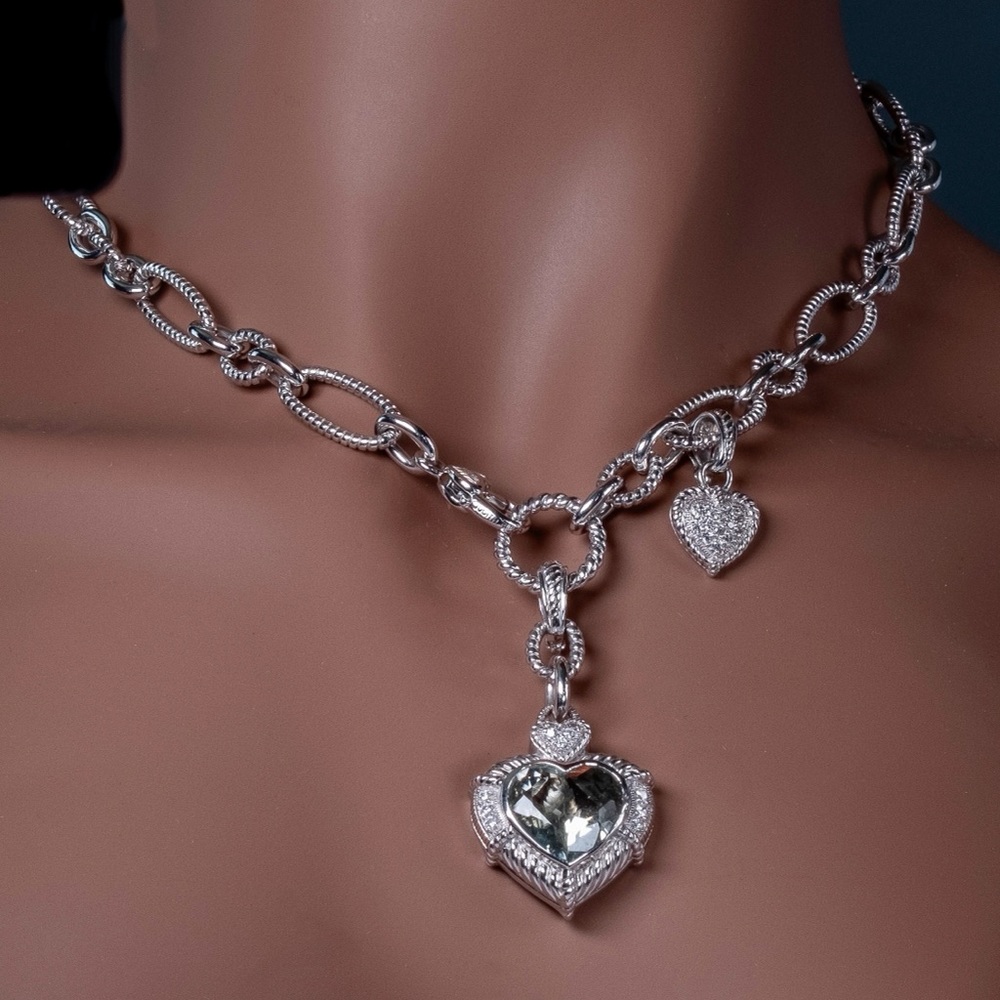 Vintage Judith Ripka Heart Pendant and Chain - Picture 4 of 16